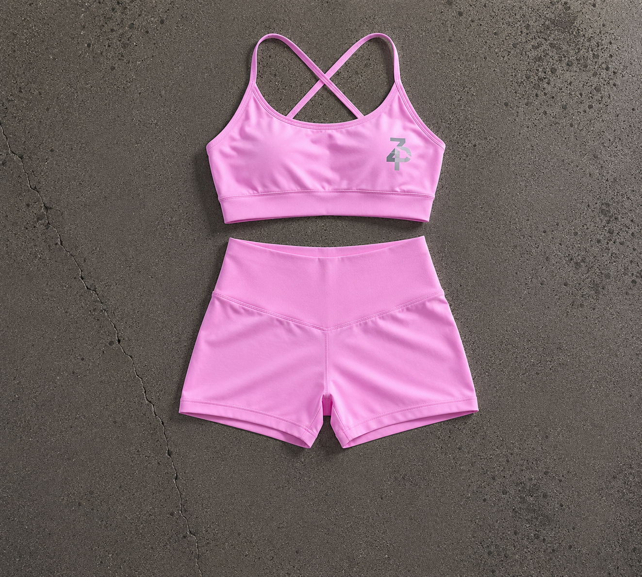 WOMEN’S PINK GYM SET SHORTS + BRA